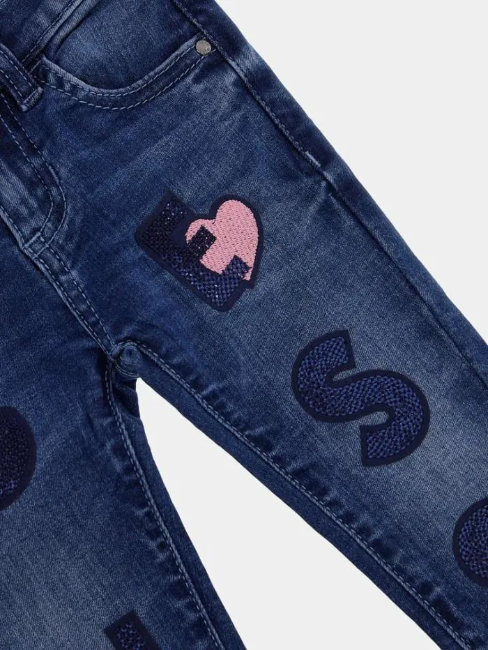 Kids All Over Patch Denim Pants Blue Guess Trousers And Skirts