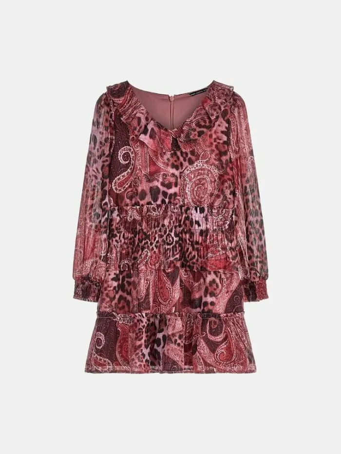 Kids All Over Print Chiffon Dress Multi Pink Guess Dresses