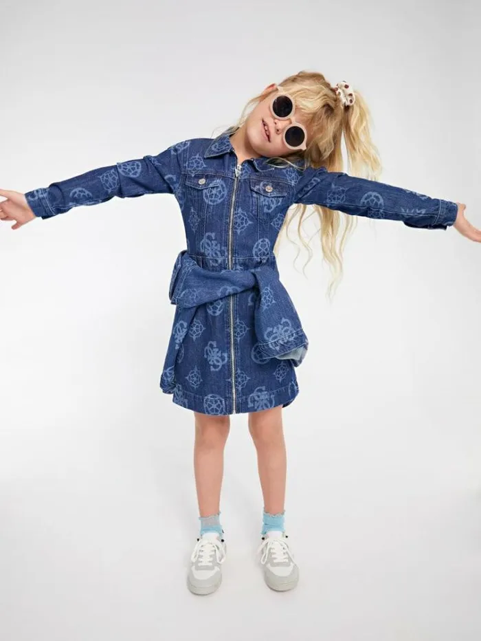 Kids All Over Print Dress Blue Multi Guess Dresses
