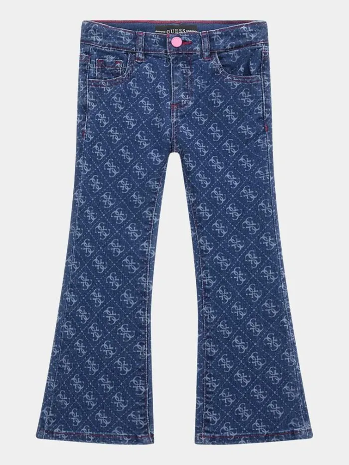 Kids All Over Print Flare Denim Pant Blue Guess Trousers And Skirts