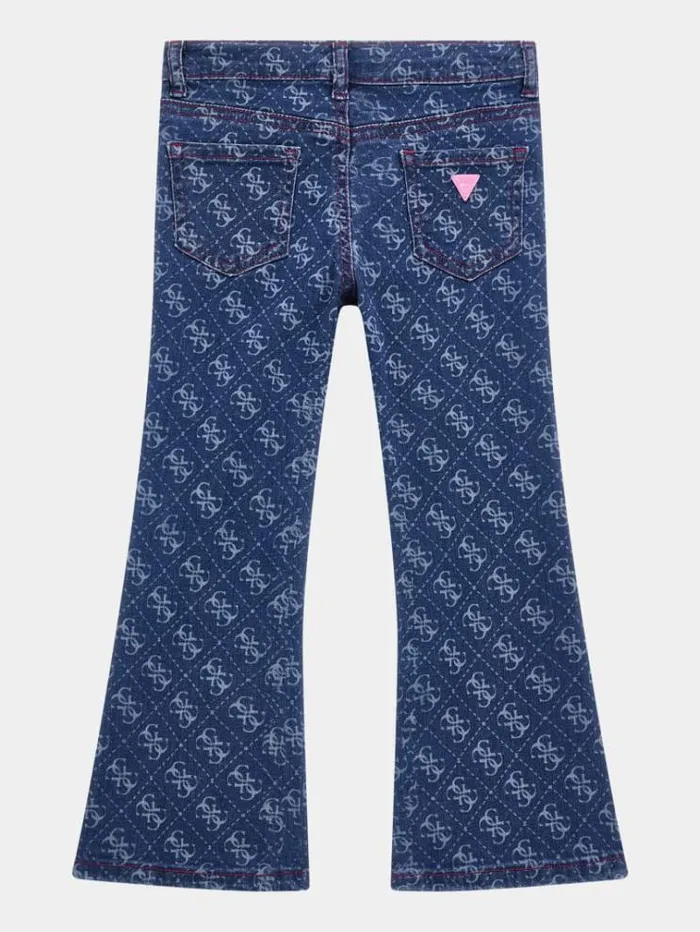 Kids All Over Print Flare Denim Pant Blue Guess Trousers And Skirts