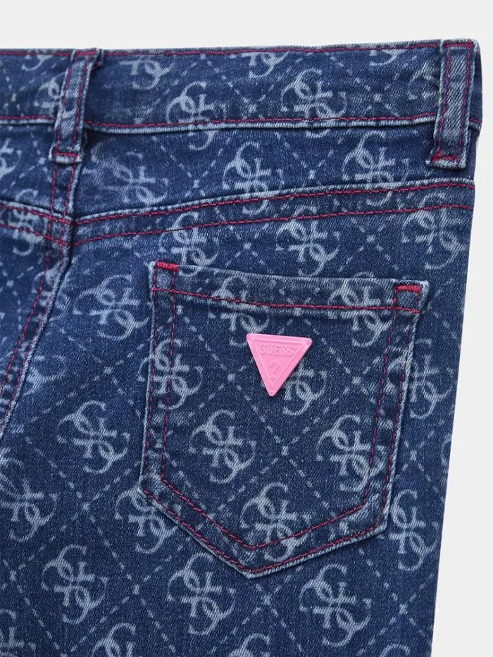 Kids All Over Print Flare Denim Pant Blue Guess Trousers And Skirts
