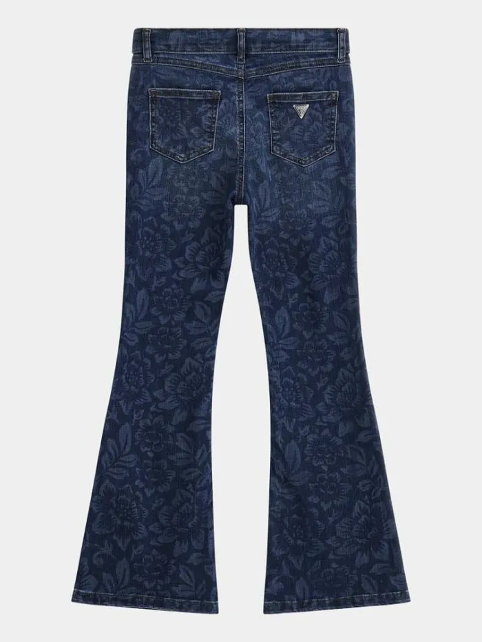 Kids All Over Print Flare Denim Pants Blue Guess Trousers And Skirts