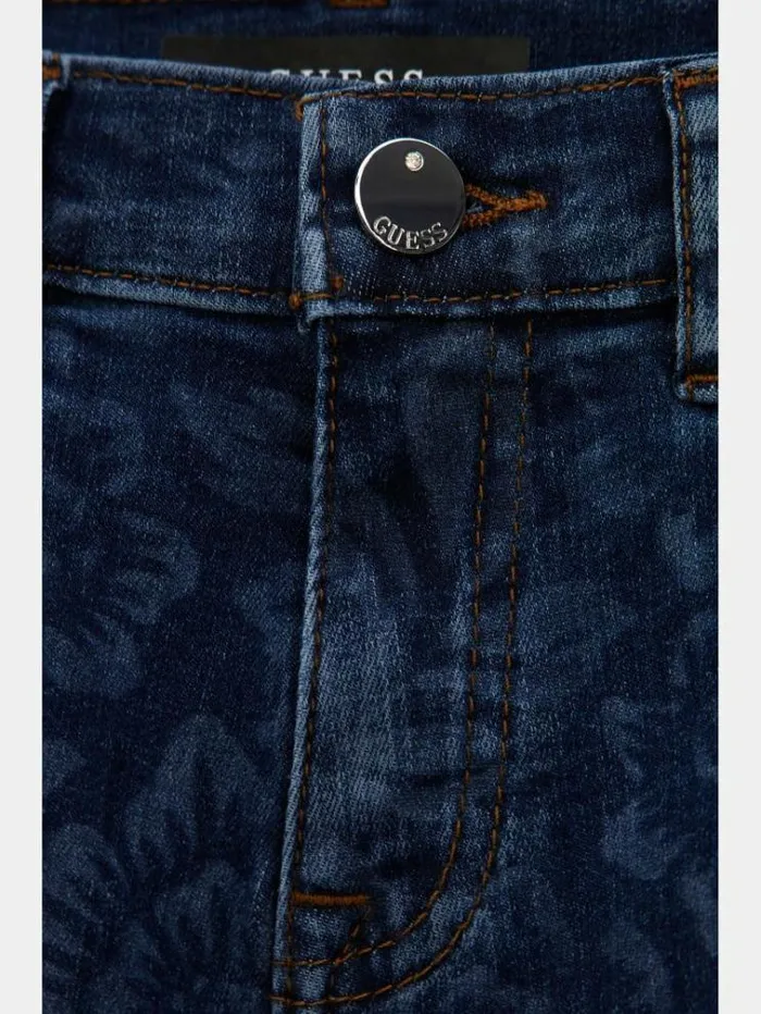 Kids All Over Print Flare Denim Pants Blue Guess Trousers And Skirts