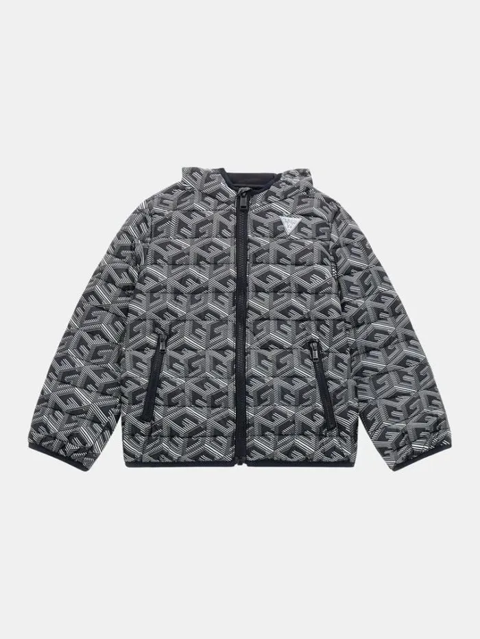 Kids All Over Print Puffer Black Multi Guess Coats And Jackets