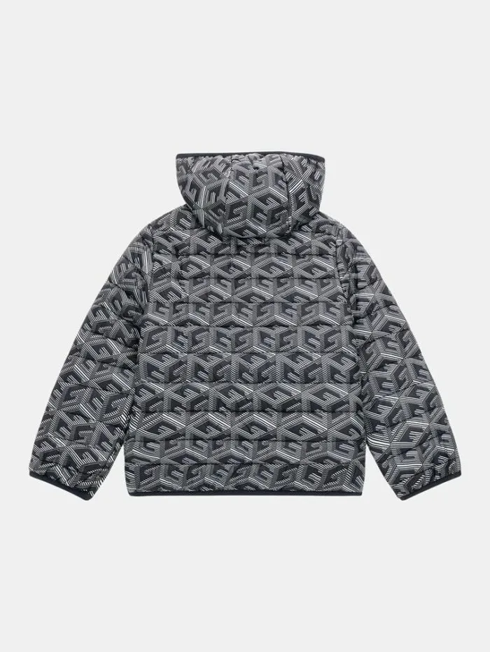Kids All Over Print Puffer Black Multi Guess Coats And Jackets