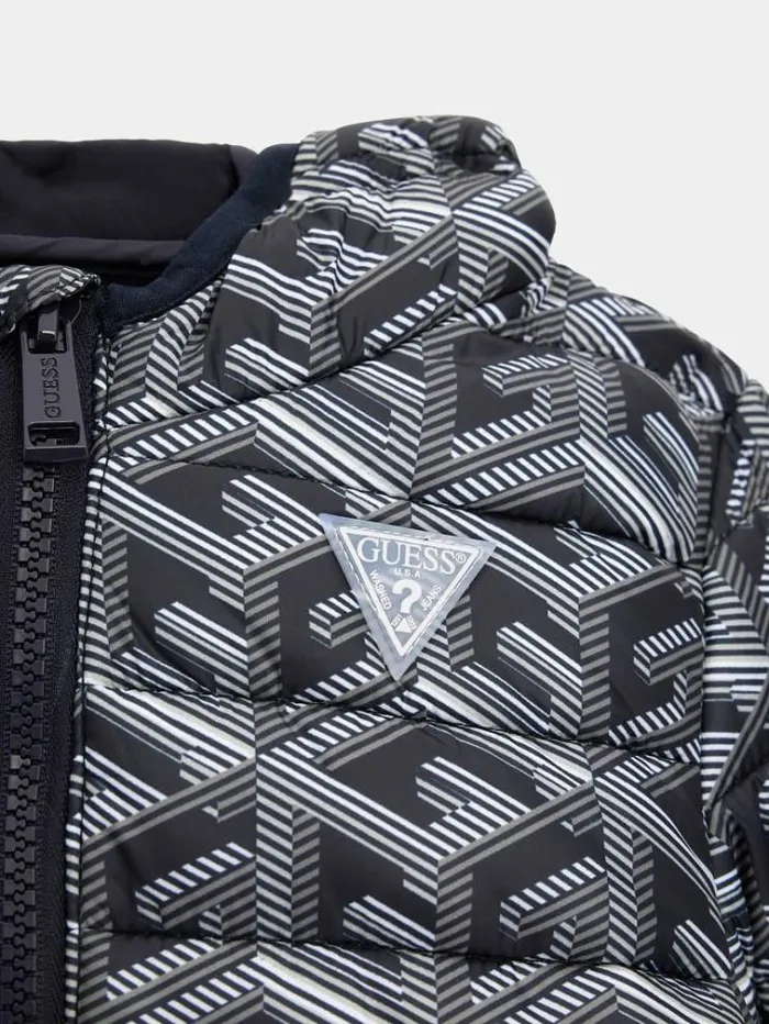 Kids All Over Print Puffer Black Multi Guess Coats And Jackets