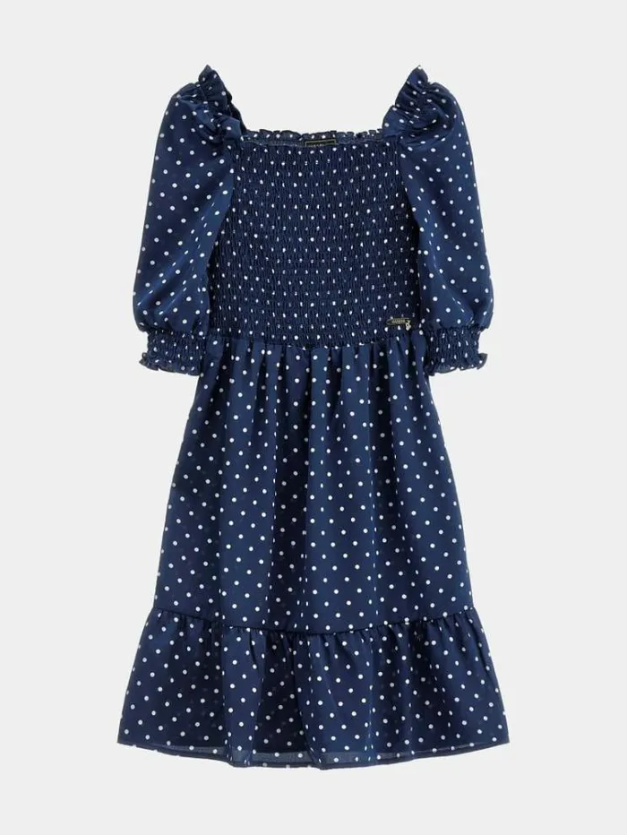 Kids All Over Print Satin Dress Blue Guess Dresses