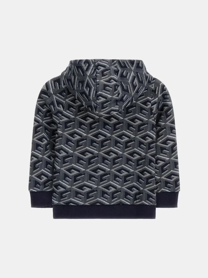 Kids All Over Print Sweatshirt Black Multi Guess Knitwear And Sweatshirts
