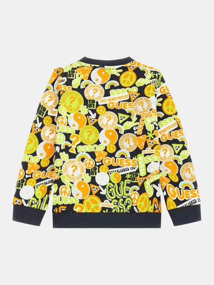 Kids All Over Print Sweatshirt Multicolor Pattern Guess Knitwear And Sweatshirts