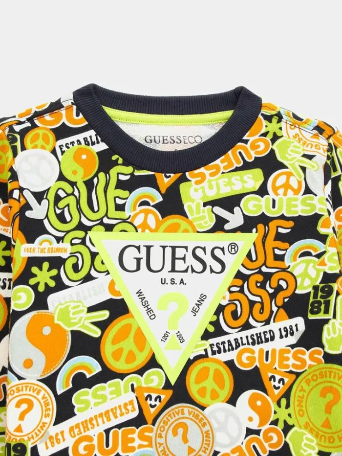 Kids All Over Print Sweatshirt Multicolor Pattern Guess Knitwear And Sweatshirts