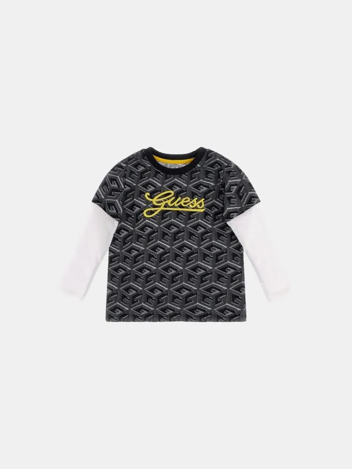 Kids All Over Print Tshirt Black Multi Guess Tops And Tshirts