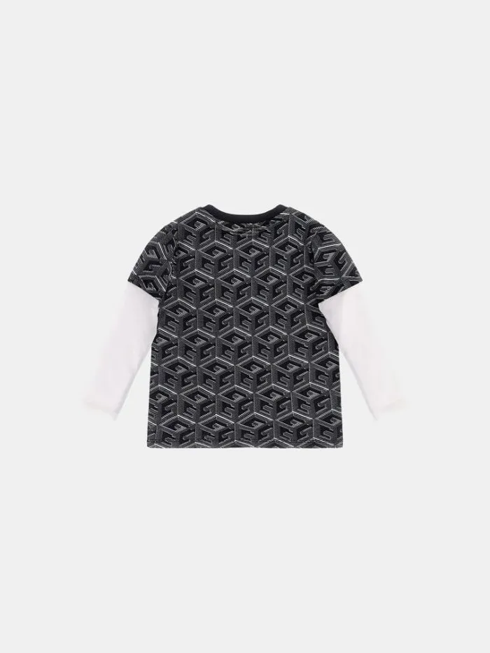 Kids All Over Print Tshirt Black Multi Guess Tops And Tshirts