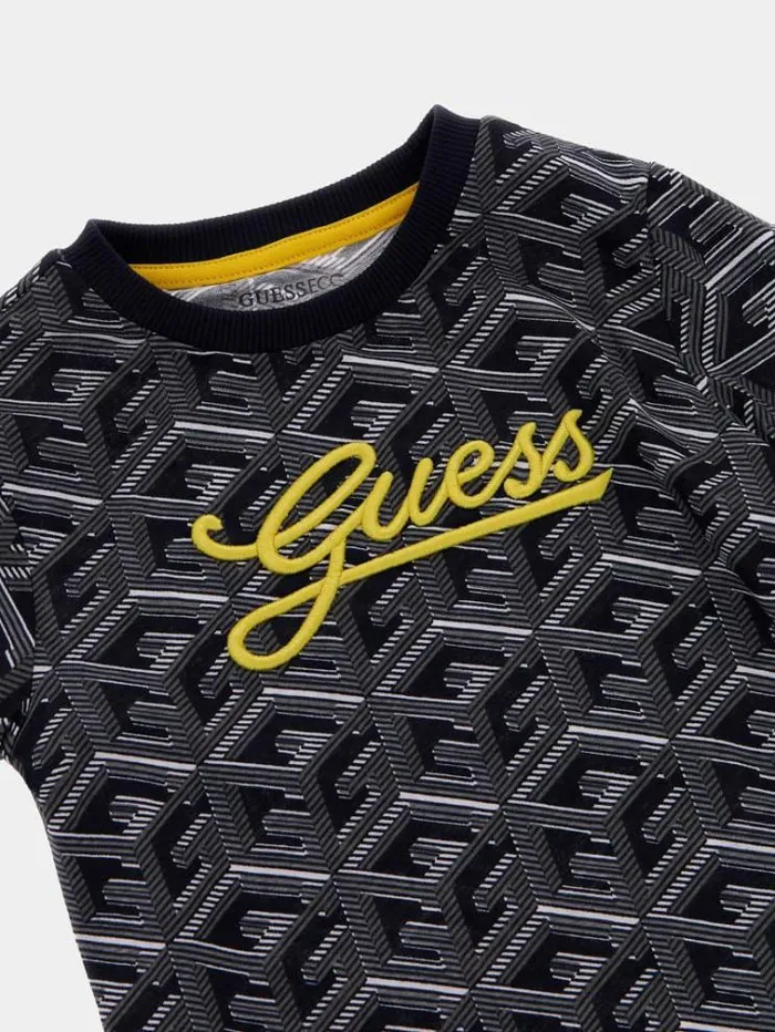 Kids All Over Print Tshirt Black Multi Guess Tops And Tshirts