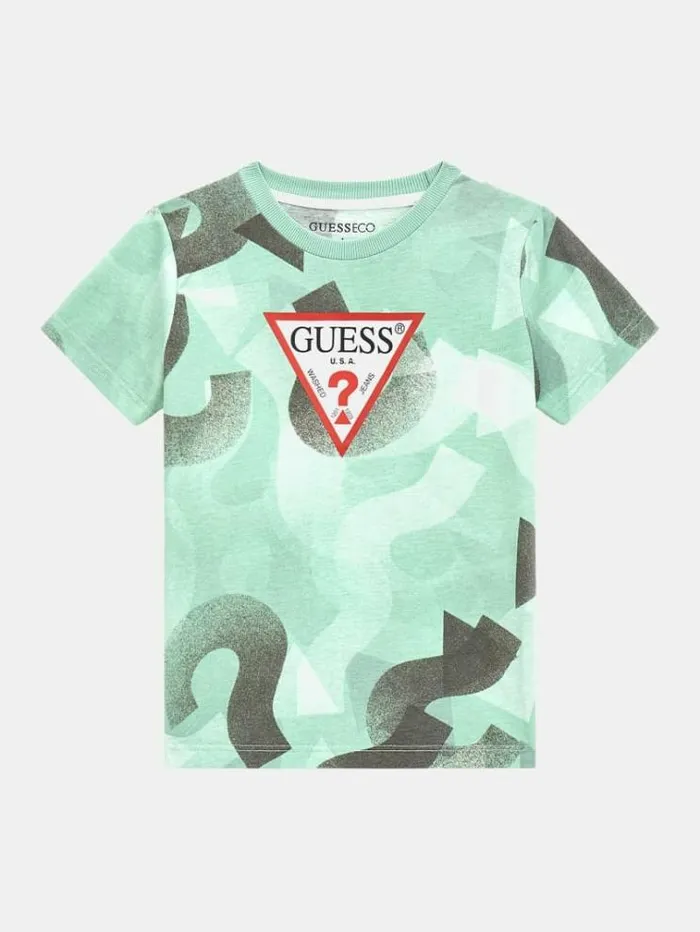 Kids All Over Print Tshirt Green Multi Guess Tops And Tshirts