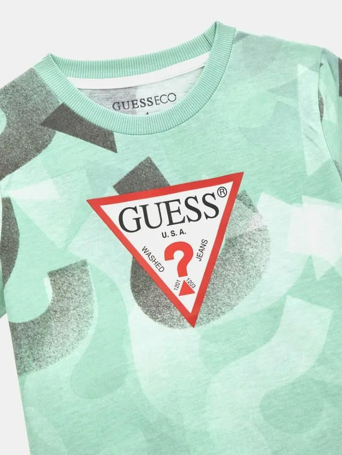 Kids All Over Print Tshirt Green Multi Guess Tops And Tshirts