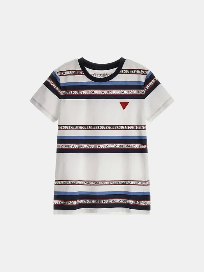 Kids All Over Striped Tshirt Blue Multi Guess Tops And Tshirts