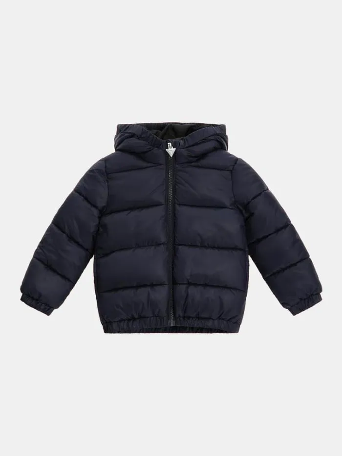 Kids Back Triangle Logo Puffer Blue Guess Coats And Jackets