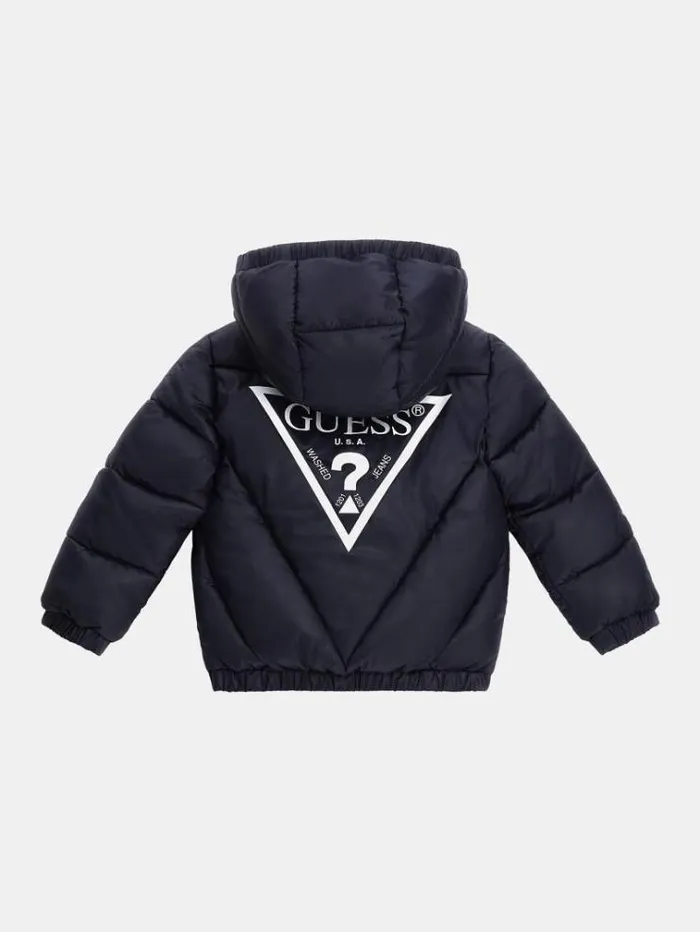 Kids Back Triangle Logo Puffer Blue Guess Coats And Jackets