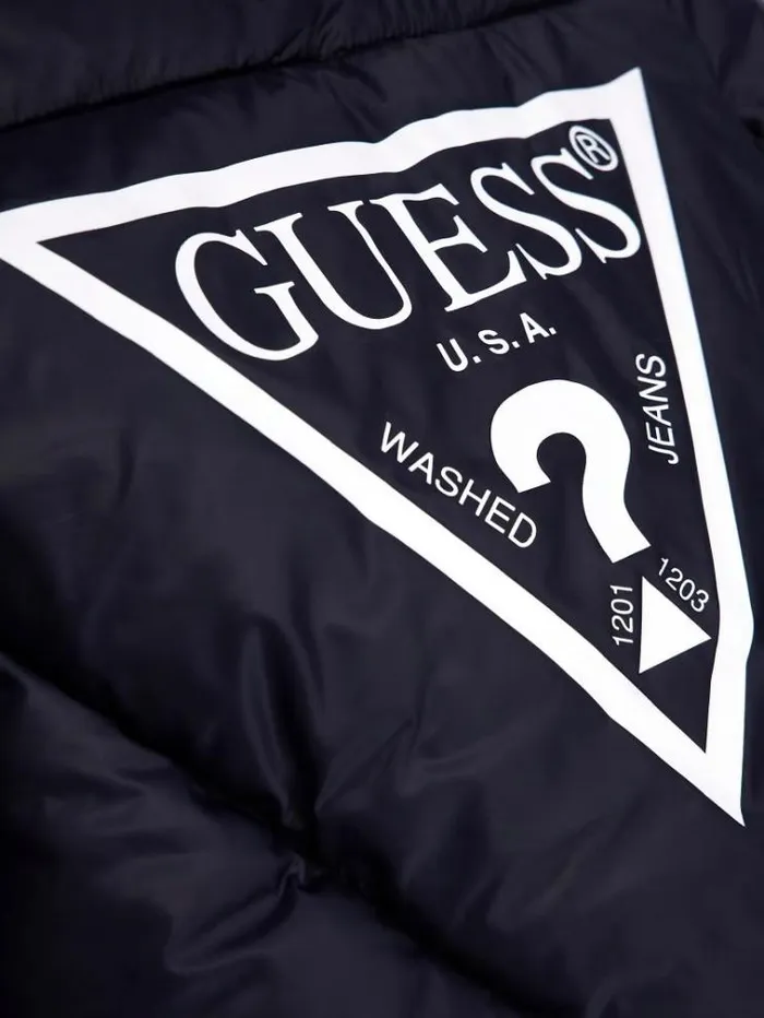 Kids Back Triangle Logo Puffer Blue Guess Coats And Jackets