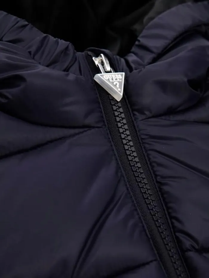 Kids Back Triangle Logo Puffer Blue Guess Coats And Jackets