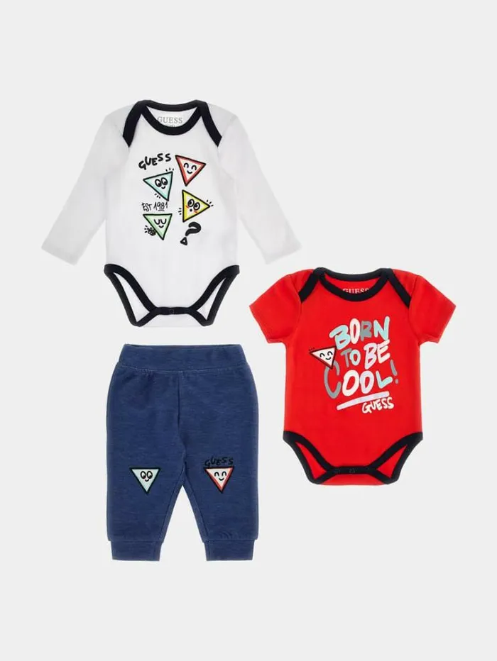 Kids Body And Pant Set Red Multi Guess Onepiece Suits And Sets