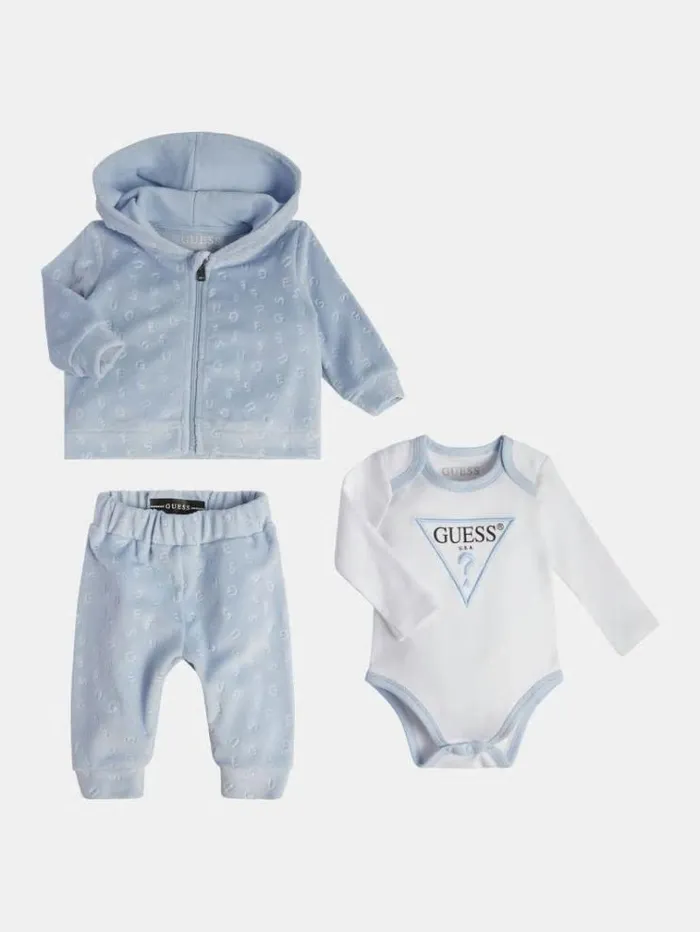 Kids Chenille Sweatshirt Body And Pants Set Blue Multi Guess Onepiece Suits And Sets