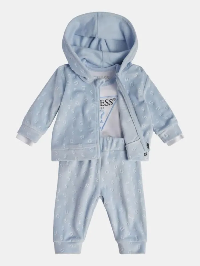 Kids Chenille Sweatshirt Body And Pants Set Blue Multi Guess Onepiece Suits And Sets
