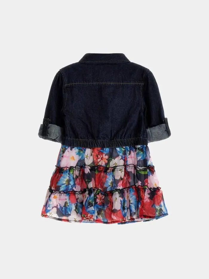 Kids Denim Floral Dress Blue Multi Guess Dresses