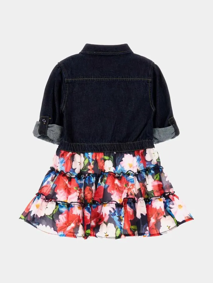 Kids Denim Floral Dress Blue Multi Guess Dresses