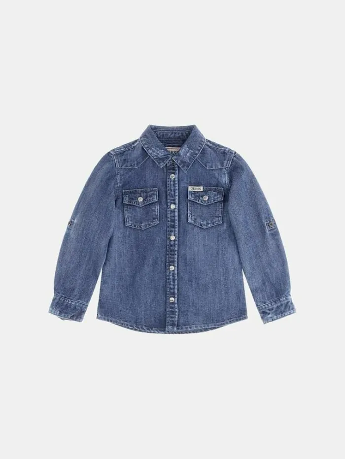 Kids Denim Shirt Blue Guess Tops And Tshirts