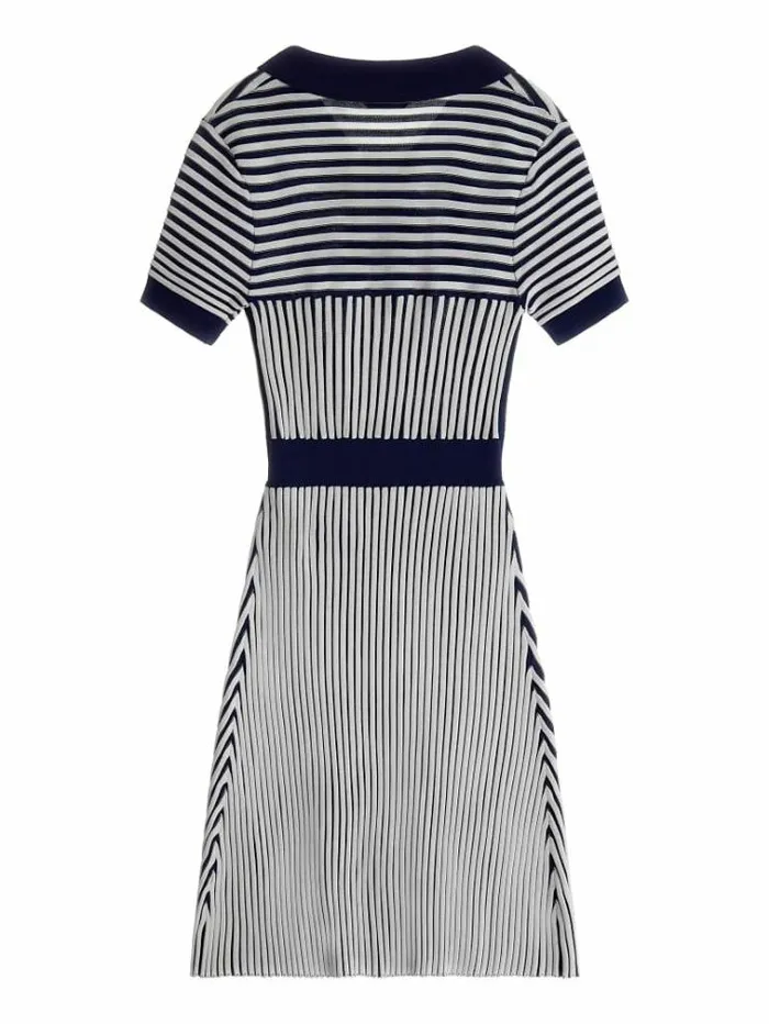 Kids Embossed Stripes Sweater Dress Blue Multi Guess Dresses