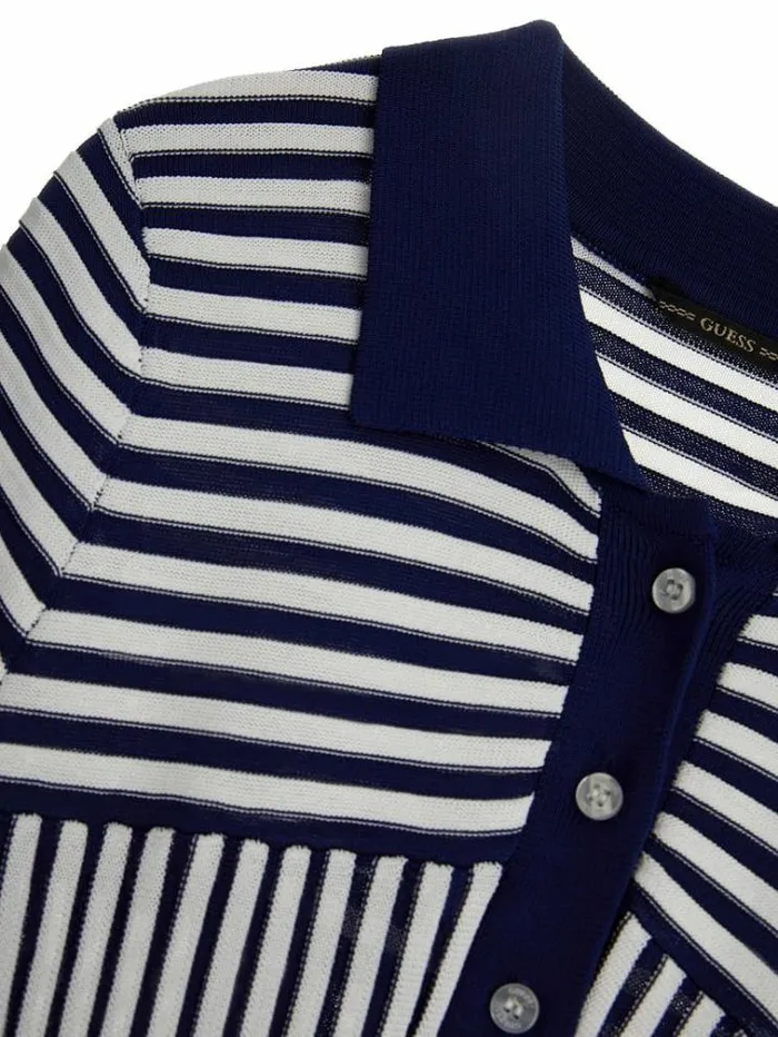 Kids Embossed Stripes Sweater Dress Blue Multi Guess Dresses