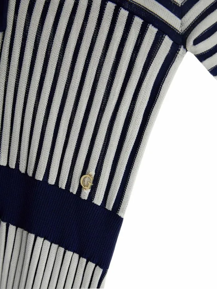 Kids Embossed Stripes Sweater Dress Blue Multi Guess Dresses