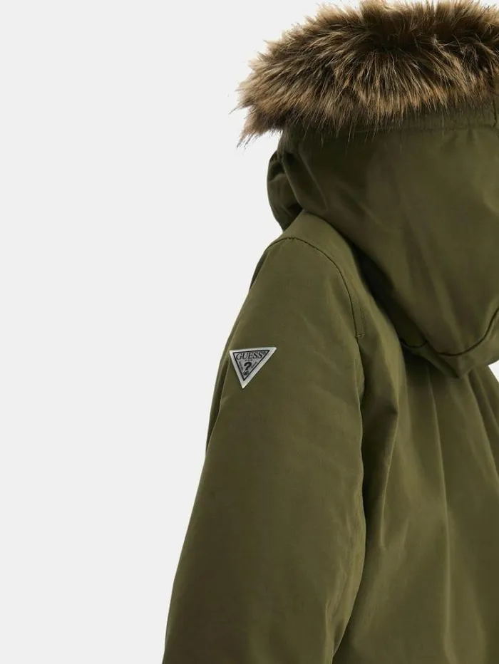 Kids Faux Fur Hood Jacket Dark Green Guess Coats And Jackets