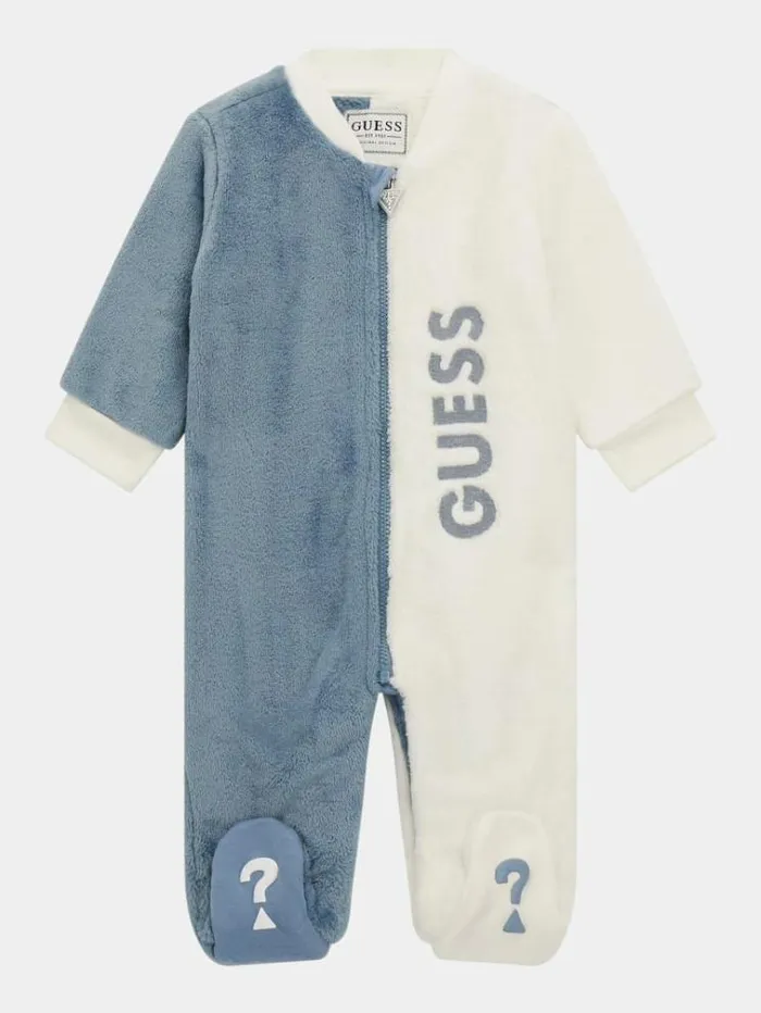 Kids Faux Fur Logo Embroidery Overall Light Blue Guess Onepiece Suits And Sets