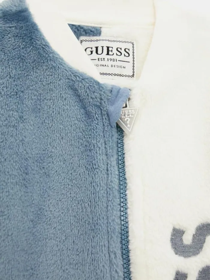 Kids Faux Fur Logo Embroidery Overall Light Blue Guess Onepiece Suits And Sets