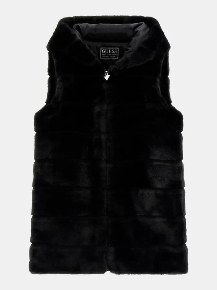 Kids Faux Fur Vest Black Guess Coats And Jackets
