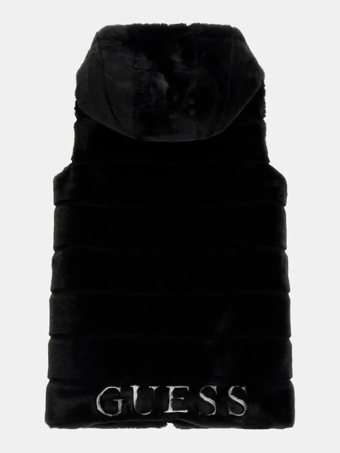 Kids Faux Fur Vest Black Guess Coats And Jackets