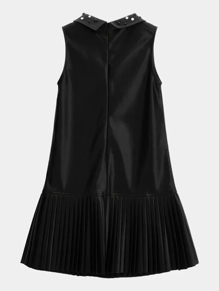 Kids Faux Leather Fit And Flare Dress Black Guess Dresses