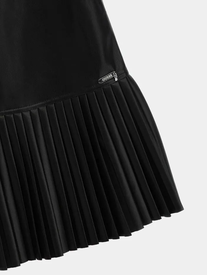 Kids Faux Leather Fit And Flare Dress Black Guess Dresses