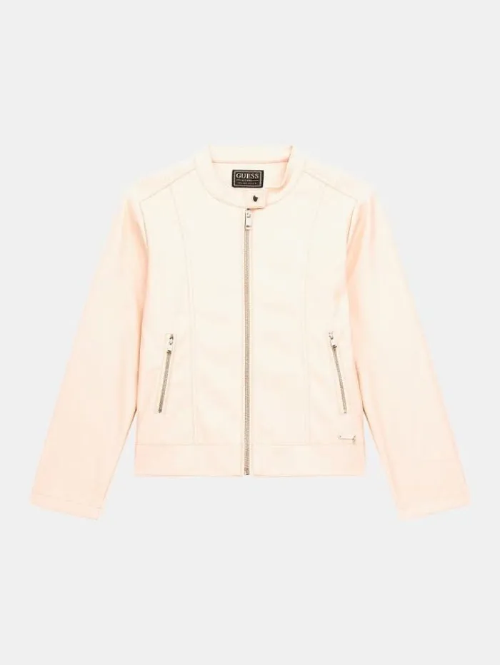 Kids Faux Leather Jacket Pink Guess Coats And Jackets