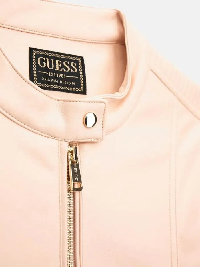 Kids Faux Leather Jacket Pink Guess Coats And Jackets