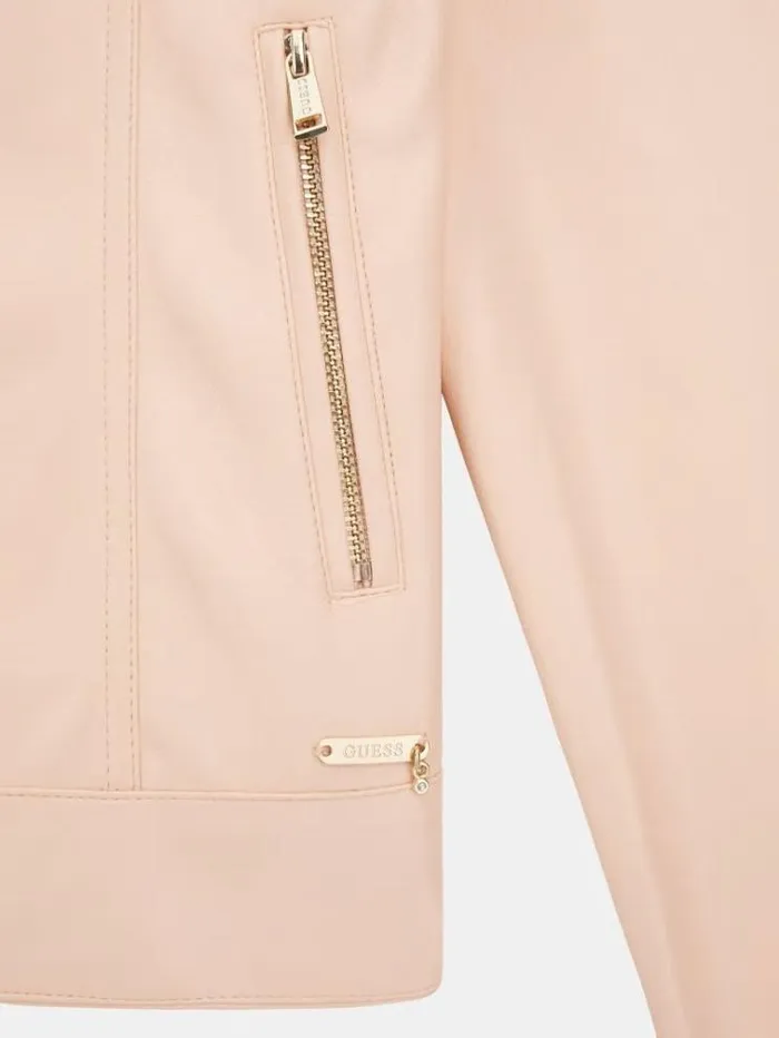 Kids Faux Leather Jacket Pink Guess Coats And Jackets