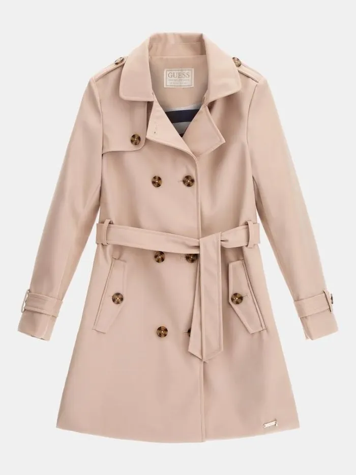 Kids Faux Leather Trench Caramel Guess Coats And Jackets