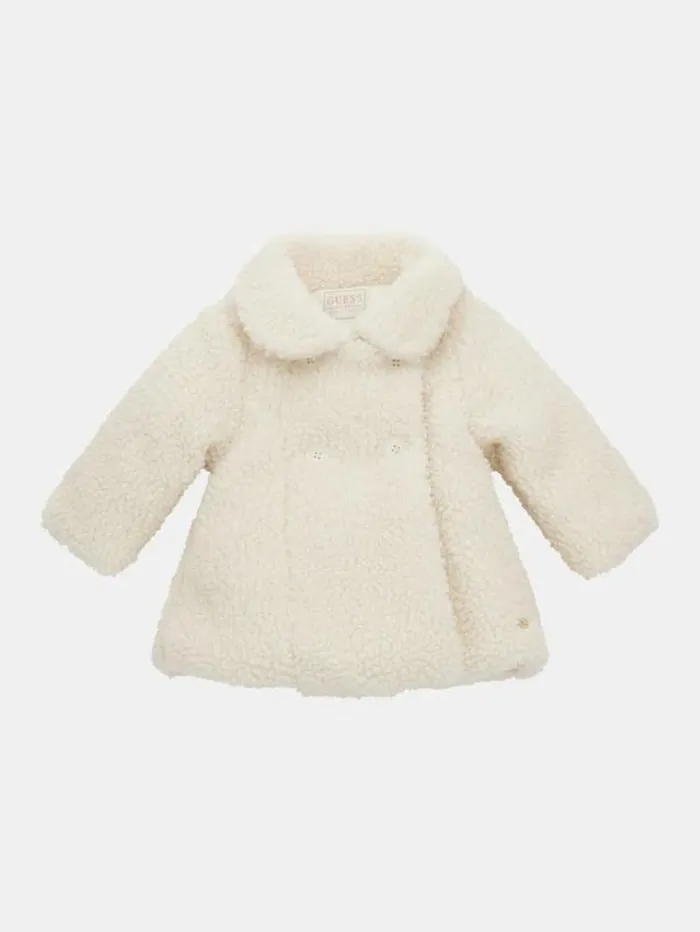 Kids Faux Sherpa Coat Cream Guess Tops