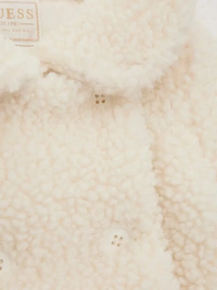 Kids Faux Sherpa Coat Cream Guess Tops