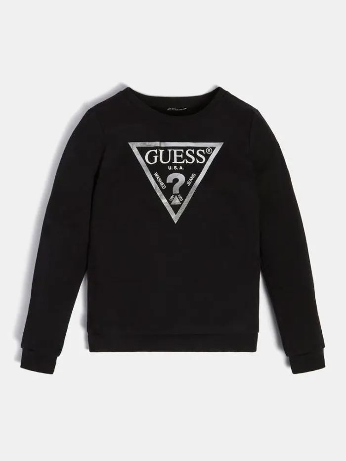 Kids Foil Triangle Logo Sweatshirt Black Guess Knitwear And Sweatshirts