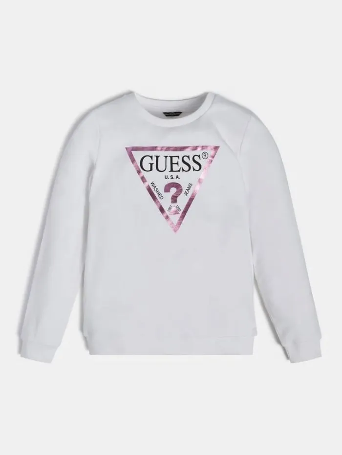 Kids Foil Triangle Logo Sweatshirt White Guess Knitwear And Sweatshirts