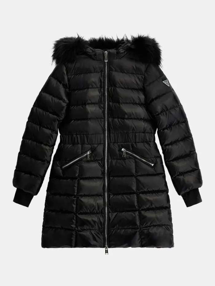 Kids Foiled Real Down Long Puffer Black Guess Coats And Jackets